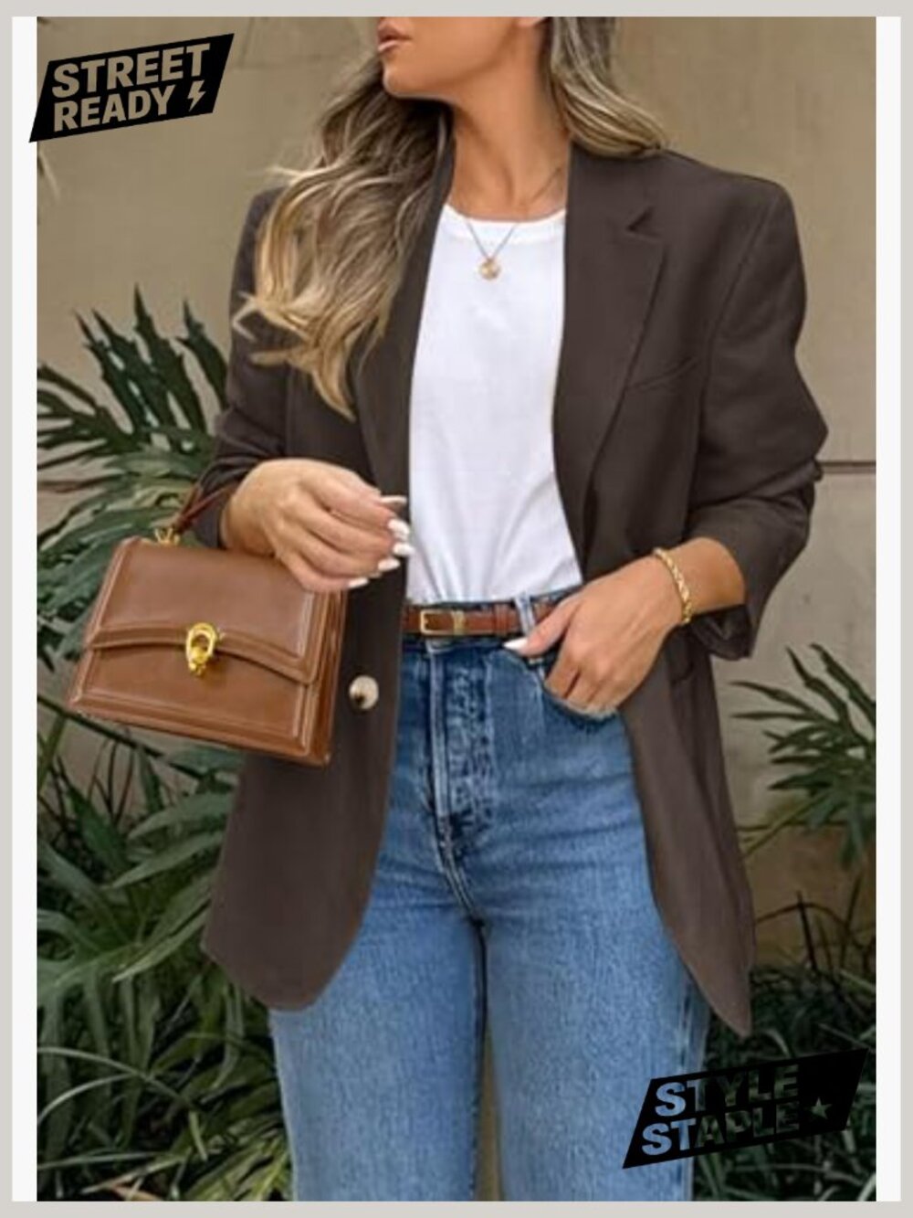 Business Casual Long Sleeve Blazer with Pockets Notch Lapel Open Front Suit - Picture 5 of 7